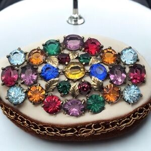 1920’s Art Deco Bohemian Czech Open Bezel Multicoloured Fruit Salad Glass Brooch
